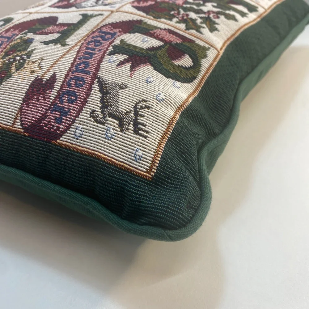 Vintage Christmas‎ Alphabet Tapestry Throw Pillow Santa Reindeer Angels Music